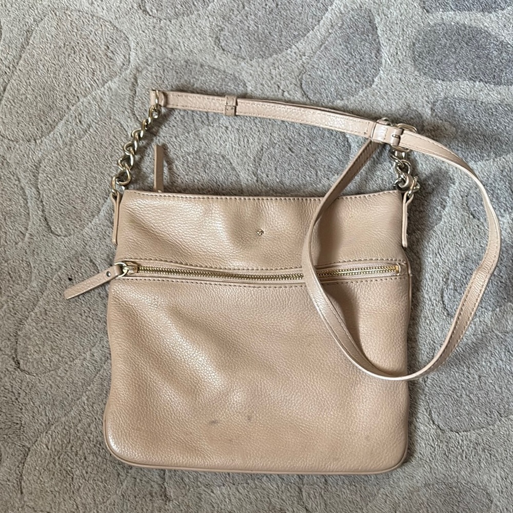 Kate Spade Tan Leather Crossbody Bag with Adjustable Strap